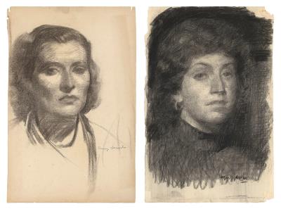 Two female portrait sketches