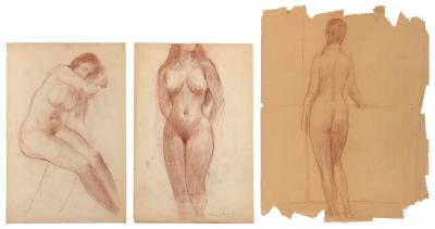 Three female figural studies