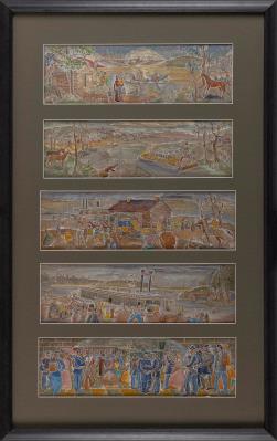 Study for a mural in five panels