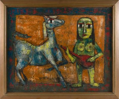 Horse and guitarist