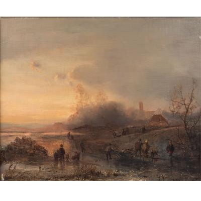 Ice Skaters in the Evening Light