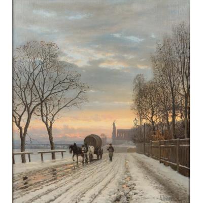 Winter Landscape near Munich with Bavaria in the Background