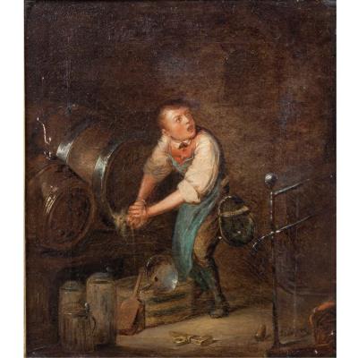 Young Winegrower at the Wine Barrel