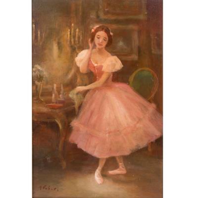 Ballerina posing in an interior