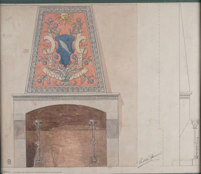 Study for a fireplace with a noble coat of arms