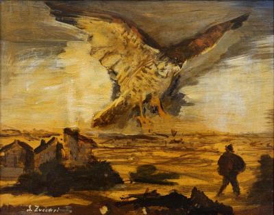 Large falcon in Flight