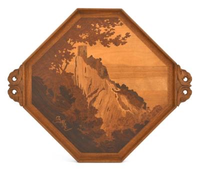 Marquetry Tray with Castle