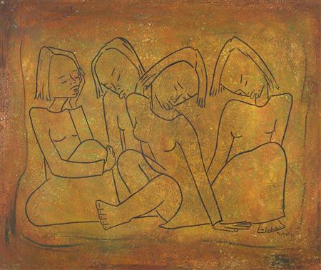 Four Seated Figures