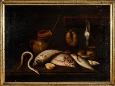 Still life with fish by Bartolome Montalvo - Auction record, sale price, and art valuation. Compare with similar artists and explore comparable artworks.