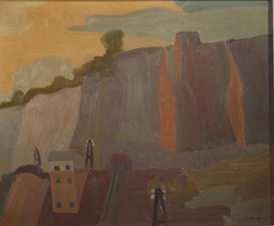 Landscape with rocks and houses