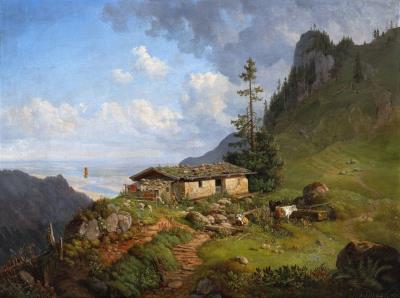View from an alpine pasture on the Brauneck into the Isar valley