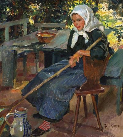 Peasant woman in the arbor