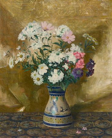Golden Scarf: A Floral Still Life