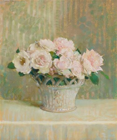 Roses in a Pottery Basket