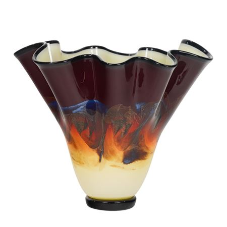 Trumpet form vase with ruffled rim
