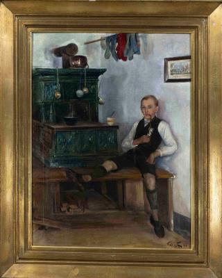 Interior with a Smoking Boy in Front of a Stove by Richard Hoelscher - Auction record, sale price, and art valuation. Compare with similar artists and explore comparable artworks.