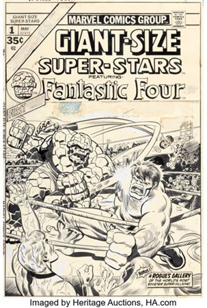 Rich Buckler and Joe Sinnott Giant-Size Super-Stars #1 Fantastic Four - Thing vs. Hulk Cover Original Art (Marvel,...