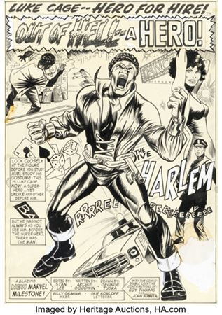 George Tuska and Billy Graham Hero For Hire #1 Luke Cage First Appearance Splash Page 1 Original Art (Marvel, 1972... by George Tuska - Auction record, sale price, and art valuation. Compare with similar artists and explore comparable artworks.