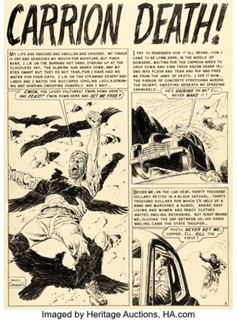 Reed Crandall Shock SuspenStories #9 "Carrion Death!" Complete 7-Page Story Original Art (EC, 1953).... (Total: 7 Original Art)