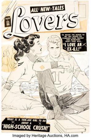 Vince Colletta Lovers #86 Cover Original Art (Atlas, 1957)....