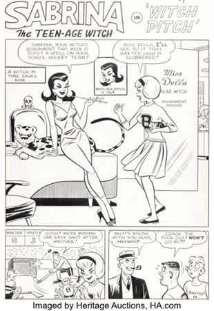 Dan DeCarlo Archie's Madhouse #24 Sabrina the Teen-Age Witch "Witch Pitch" Complete 6-Page Story Original Art (Arc... (Total: 6 Original Art)