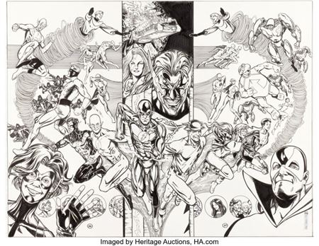 Phil Jimenez Speed Force #1 Double Page Illustration Original Art (DC, 1997).... by Phil Jimenez - Auction record, sale price, and art valuation. Compare with similar artists and explore comparable artworks.
