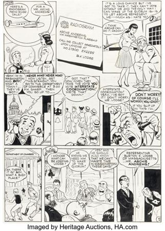 Bob Montana Pep Comics #31 Early Archie - Mr. Lodge First Appearance Issue Story Page 5 Original Art (Archie, 1942...