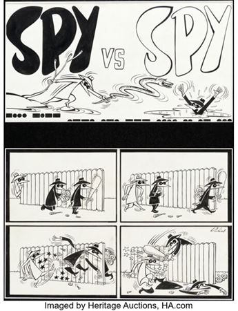 Antonio Prohías MAD #72 "Spy vs. Spy" Complete 1-Page Story Original Art Group of 2 (EC, 1962).... (Total: 2 Original Art)
