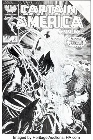 Arthur Adams Captain America Annual #8 Wolverine Cover Re-Creation Original Art (Marvel, 2016)....