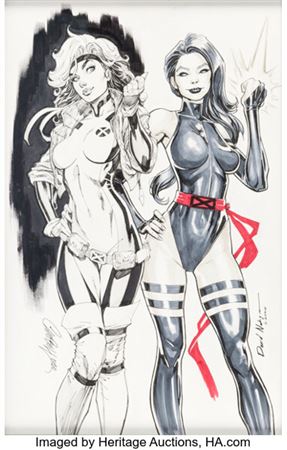 J. Scott Campbell and David Nakayama - Rogue and Psylocke Team-Up Illustration Original Art (2020)....