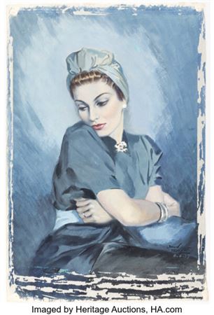 Esmé in Blue Painting Original Art (c. 1937).