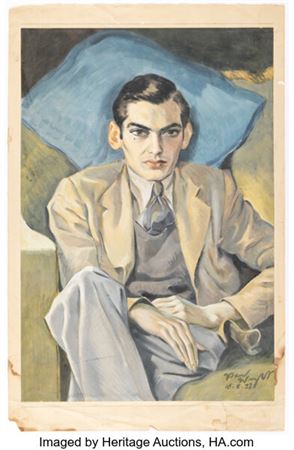 Portrait of a Man Painting Original Art (1938)
