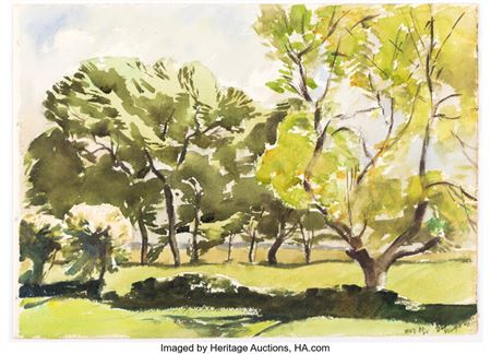 Landscape Painting Original Art (1945).