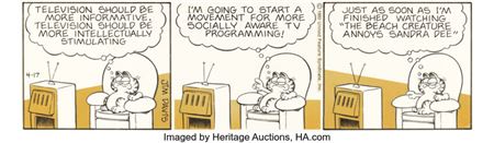 Jim Davis Garfield Daily Comic Strip Original Art dated 4-17-80 (United Feature Syndicate, 1980). ...