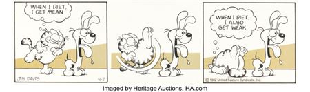 Jim Davis Garfield Daily Comic Strip Original Art dated 4-7-81 (United Feature Syndicate, 1981)....