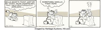 Jim Davis Garfield Daily Comic Strip Original Art dated 4-6-84 (United Feature Syndicate, 1984)....