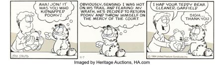 Jim Davis Garfield Daily Comic Strip Original Art dated 4-7-84 (United Feature Syndicate, 1984)....