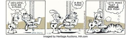 Jim Davis Garfield Daily Comic Strip Original Art dated 4-28-86 (United Feature Syndicate, 1986)....