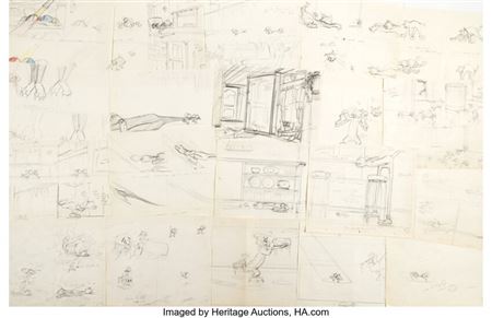 Mice Follies Tom, Jerry, and Nibbles Storyboard/Layout Drawing Sequence of 112 Attributed to Joe Barbera (MGM, 1954).... (Total: 112 ) by Joe Roland (Joseph) Barbera - Auction record, sale price, and art valuation. Compare with similar artists and explore comparable artworks.