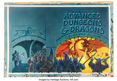 Greg Irons The Official Advanced Dungeons & Dragons Coloring Album Wraparound Cover Painting Original Art (TSR Hob...