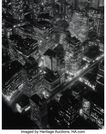 New York at Night by Berenice Abbott - Auction record, sale price, and art valuation. Compare with similar artists and explore comparable artworks.