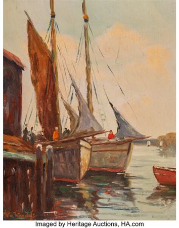Ships docked in a harbor
