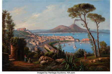 View of Naples, Mount Vesuvius beyond; Piscatori off the coast (a pair)