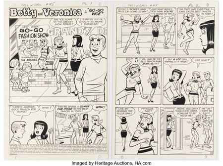Bob Bolling and Mario Acquaviva Archie's Pals 'n' Gals #45 "Go-Go Woe" Complete 6-Page Story Original Art (Archie,... (Total: 6 Original Art)