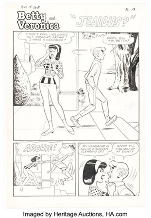 Dan DeCarlo and Rudy Lapick Archie's Girls Betty and Veronica #128 "Jealous?" Complete 5-Page Story Original Art (... (Total: 5 Original Art)