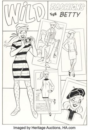 Dan DeCarlo and Rudy Lapick Archie's Girls Betty and Veronica #128 "Wild Fashions for Betty" Illustration Original...