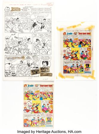 Dan DeCarlo and Jim DeCarlo (attributed) - Josie Fruit Pies Complete 1-Page Ad "Poor Dumb Thing" Original Art and Production M... (Total: 3 Original Art)