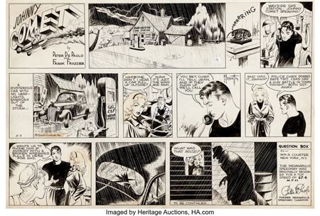 Frank Frazetta Johnny Comet Historic First Sunday Comic Strip Art date 2-3-52 (McNaught Syndicate, 1952). ...