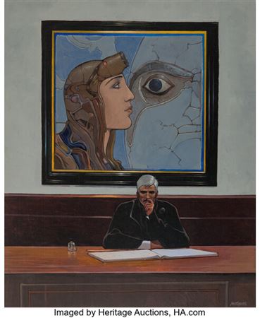 Jean Giraud (Moebius) The Old Major and Jerry Cornelius Painting Original Art (c. 2000-05)....