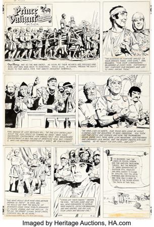 John Cullen Murphy Prince Valiant #1834 Sunday Comic Strip Original Art dated 4-2-72 (King Features Syndicate, 197...